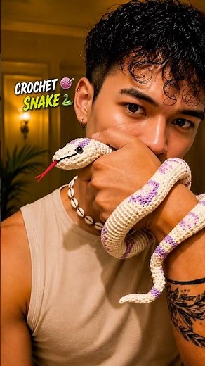 The cutest crochet snake ever 🐍🧶 Would you keep one? #Crochet #Handmade #SnakeLover #diycrafts