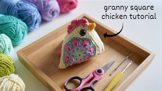 Crochet a Chicken with Two Granny Squares