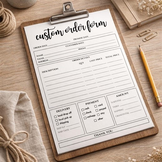 Editable Order Form Template | Canva & Fillable PDF | Printable Small Business Sales Sheet | Instant Download - Etsy