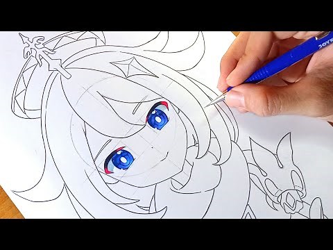 how to draw paimon ( genshin impact ) | cara gambar anime