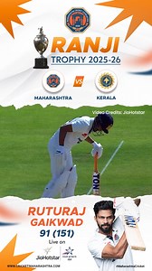 Steady at the crease 🏏 Ruturaj Gaikwad anchored Maharashtra’s first innings against Kerala in the Ranji opener. Brilliant stokeplay and shots to keep the scoreboard ticking! #mca #mcacricket #teammaharashtra #TeamMaha #cricketmaharshtra #ruturajgaikwad | Maharashtra Cricket Association - MCA