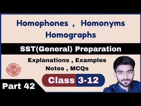 SST General Preparation KPPSC Part 42 | What are Homophones , Homograophs , Homonyms