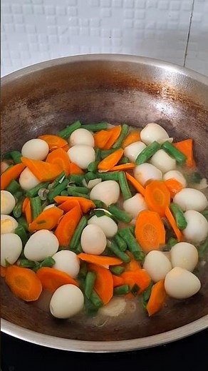 resep simple tumis wortel, buncis dan telur puyuh🌻 #masakanrumahan #masakan #tumis #tumissayuran