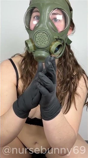Heavy gas mask breathing and latex gloves ASMR