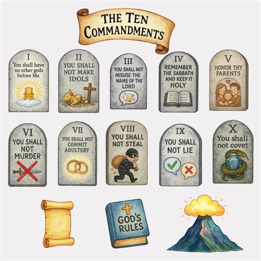 Ten Commandments Clipart, Instant Download, Illustrated Bible Commandment Tablets PNG, Christian Homeschool, Sunday School, Scripture Art - Etsy