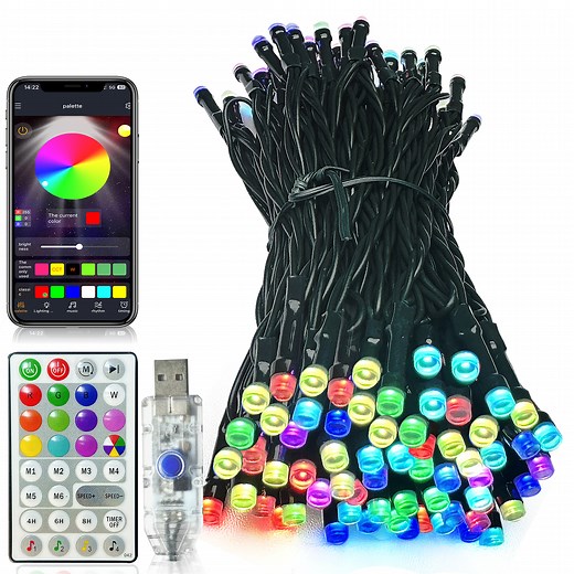 100 LED Fairy Christmas String Lights 33ft USB Powered With APP & Remote for Indoor Outdoor Bedroom Garden Home Halloween - Walmart.com