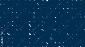 Template animation of evenly spaced videoconference symbols of different sizes and opacity. Animation of transparency and size. Seamless looped 4k animation on dark blue background with stars