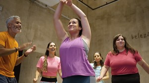 Group of people dancing and exercising in a studio | Free Stock Video Footage