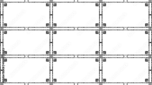 3x3 Blank Grid with Black Borders. Multi-Panel. Nine-Section Framework. Rows and Columns