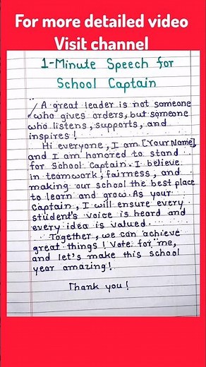 1-Minute Speech for School Captain | Best Leadership Speech | School Election Speech | #shorts