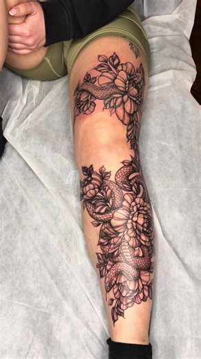 Flowery Snake Tattoo Design Ideas