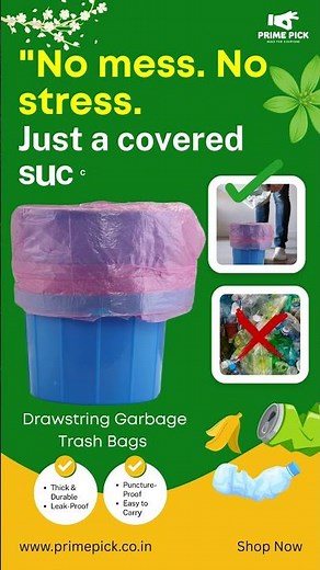 Prime Pick Drawstring Garbage Trash Bags (5 Rols In Each Pack)