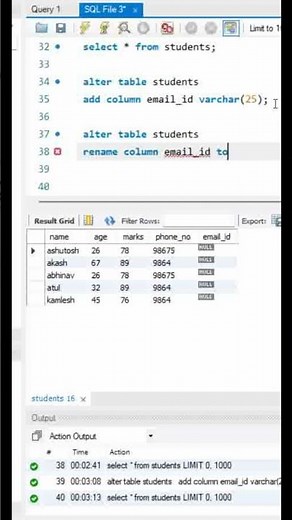Alter statement in SQL - Changing Column Name