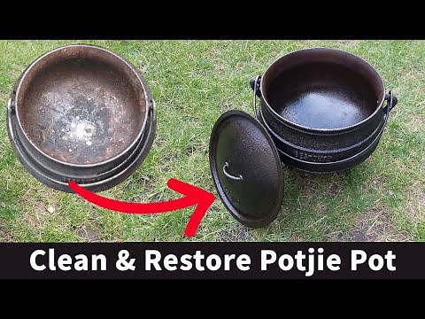 The Best Way To Clean & Season Your Potjie Pot / Cast Iron Pot / Clean Your Dutch Oven #potjiekos