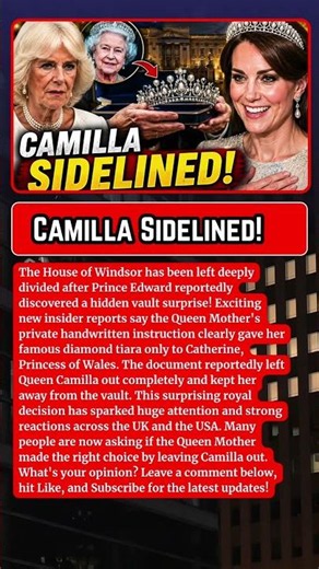 1 Min Ago: Kate Reportedly Inherits Queen Mother's Iconic Tiara as Camilla Misses Out