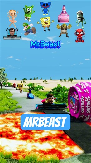 Ballerino Cappuccina & Funny Cars & Spider Man & Sponge Bob & Shrek & MrBeast in BeamNG.Drive