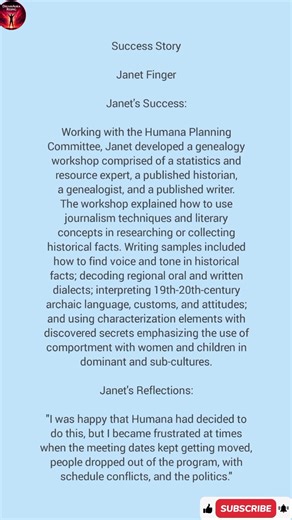 Janet Finger’s Journey | Turning History, Writing & Genealogy into Impact #Short #YTShort#Motivation