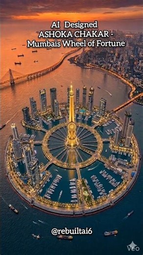 The Wheel of Fortune 🌊🇮🇳 | Giant Ashok Chakra Rising from Mumbai Sea | AI Timelapse Construction