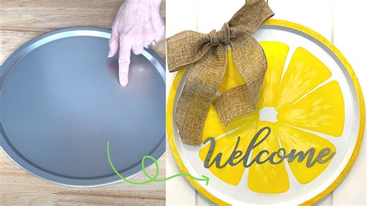 Make a 🍋DIY lemon wreath🍋 using this pizza pan wreath hack