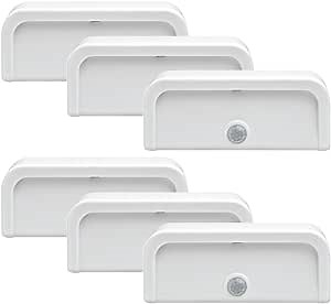 Mr. Beams MB706 Wireless Motion-Sensing Mini Stick-Anywhere LED Night Lights, Small, White, 6-Pack