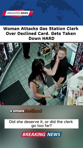 Woman Attacks Gas Station Clerk Over Declined Card. Gets Taken Down HARD A routine transaction at a Salt Lake City gas station turned violent when a customer's declined card sparked an assault on the clerk. Security footage shows the woman slapping the employee and destroying property before being taken down in a dramatic chokehold. This incident serves as a stark reminder that retail workers face real danger daily and sometimes they fight back. #viral #usa🇺🇸 #fyp #foryoupage