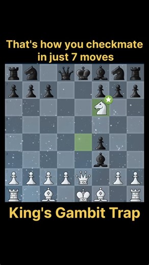 Arnav Bhardwaj on Instagram: "Checkmate in 7 Moves with King’s Gambit ♟ King’s Gambit in action! White checkmates Black in 7 simple moves. Quick and sharp – would you try this in your games? ⚡  Follow me for more chess content! #Chess #KingsGambit #Checkmate #ChessOpening #CheckmateIn7 #QuickCheckmate"