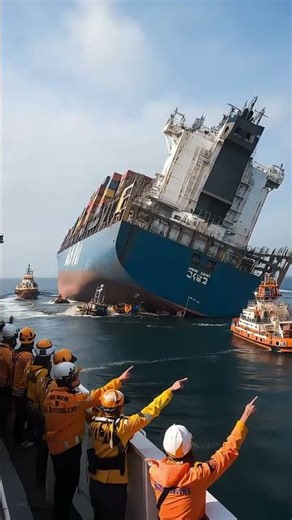 Dramatic Rescue: Capsized Cargo Ship on the Brink of Sinking! #OceanRescue #CriticalMission