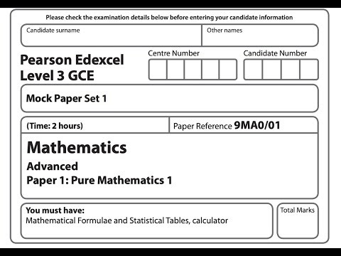 Edexcel A level maths mock paper set 1 pure 1 Q11