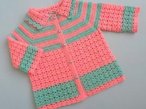 Beautiful Crochet Baby Cardigan jacket Free Pattern & Easy Video for Beginners/ Baby Coat- Jacket