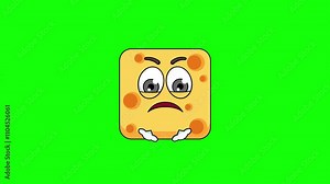 cheese character with expressions of irritation, anger, and contempt, face with Steam From Nose