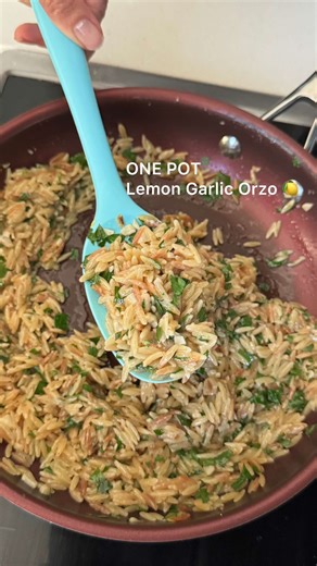 One pot, big flavour 🤌 This lemon garlic orzo is creamy, zesty, and loaded with garlic in the best way. It comes together in one pan and disappears even faster. Save this for an easy weeknight dinner 🍋🧄 *2 tbsp salted butter *5 cloves garlic, minced *3/4 cup dry orzo *1.5 cups chicken broth *Lemon zest *2 tbsp lemon juice *1/2 cup heavy cream *1/4 cup parm *1/4 cup fresh parsley #onepotmeals #orzo #sidedish #easyrecipes #pastarecipe