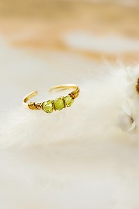 Peridot Stacking Ring: Gold-plated Brass, August Birthstone, Adjustable Gemstone Jewelry - Etsy
