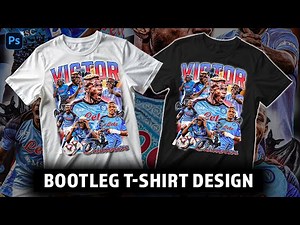 How to create a 90's vintage bootleg t-shirt design | Victor Osimhen PHOTOSHOP TUTORIAL | 2024