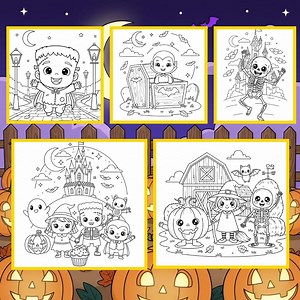 Halloween Coloring Pages, Halloween Coloring Book, Halloween Coloring Sheets, Halloween Activities, Halloween, Halloween for Kids - Etsy
