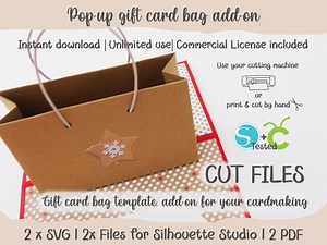 Pop-up Gift Card Bag Add-on for Cardmaking & Scrapbooking SVG Files, Silhouette, PDF, Cut Files Instant Download, Unlimited Business License - Etsy