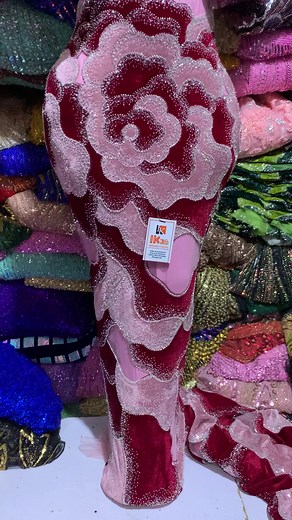 Luxurious Velvet Beaded Lace Fabric – ₦24,000/yard