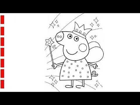 Peppa Pig Wearing a Fairy Outfit - Easy Color Drawing for Kids