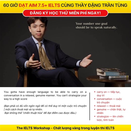 "60 GIỜ ĐẠT AIM 7.5 IELTS CÙNG THẦY ĐẶNG TRẦN TÙNG! ❌ Từng tự học IELTS mãi không lên band, học trung tâm xong vẫn loay hoay với Writing & Speaking 👉 Bắt đầu lại ĐÚNG HƯỚNG - ĐÚNG PHƯƠNG PHÁP chỉ sau 90 phút học thử MIỄN PHÍ cùng GV 8.0-9.0 IELTS tại: https://tinyurl.com/mr39ueky —-------- The IELTS Workshop (TIW) giúp bạn XÓA MẤT GỐC – BẮT ĐẦU LẠI ĐÚNG CÁCH, học vững nền – lên band nhanh: ✅ Nắm vững 20 cấu trúc ngữ pháp trọng điểm và 500 từ vựng thông dụng nhất – nền tảng bắt buộc để viết và n