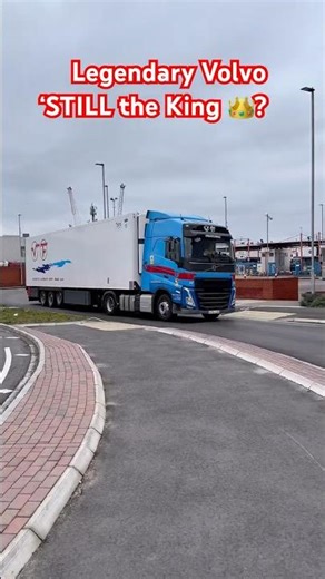 Powerful Volvo HGV trucks departing Portsmouth International Port