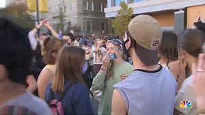Joe Biden and Kamala Harris fans sing “na na na na, hey hey, goodbye” to President Trump on Black Lives Matter Plaza near the White House. nbc4dc.com/vZHeUrl | NBC Washington
