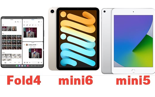 fold4/mini6/mini5屏幕显示面积大小对比