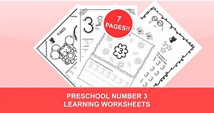 Preschool Number 3 Learning Worksheets | Learn Numbers | Printable Kindergarten Activity | Numbers Coloring & Tracing - Etsy