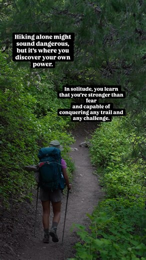 Explore the wild on Instagram: "Hiking alone might sound dangerous, but it’s where you discover your own power. In solitude, you learn that you’re stronger than fear and capable of conquering any trail and any challenge."