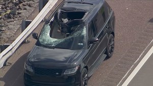 SUV partially crushed by flying tire on Pennsylvania highway