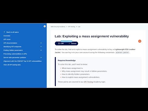 Portswigger: Exploiting a mass assignment vulnerability