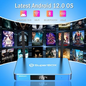 SuperBox S6 Max (2025) Android 12 TV Box - 4GB RAM 64GB Storage | 6K Ultra HD HDR10 | Dual-Band WiFi 6 | Bluetooth 5.2 | Voice Remote w/ Time Shift & Parental Control