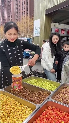 Colorful fruit popcorn machine in action 🍿✨!#PopcornMachine #FoodShorts #Satisfying