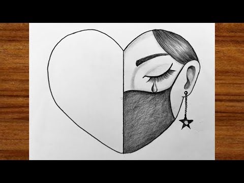 Beautiful girl with mask drawing | Pencil sketch for beginners | Easy drawing step by step