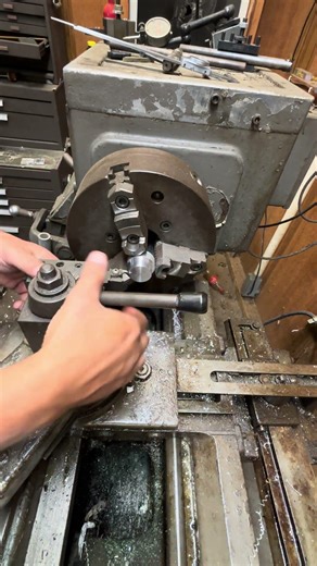 Chamfering small aluminum part! #machinist #machining #lathe