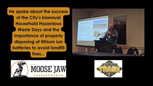 The City of Moose Jaw's Jesse Watamanuk, Utilities Supervisor - Environmental Services, recently spoke about the importance of Household Hazardous Waste Day at the Saskatchewan Waste Reduction Council Summit. #CityMJ #LetsTalkTrash | City of Moose Jaw